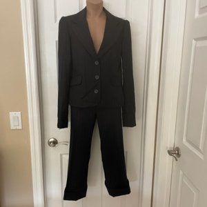 NWT Juicy Couture $579 Black Pinstripe Suit Blazer/Jacket Large /Crop Pants 30